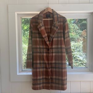Timing Brown Pattern Lightweight Peacoat - Size S